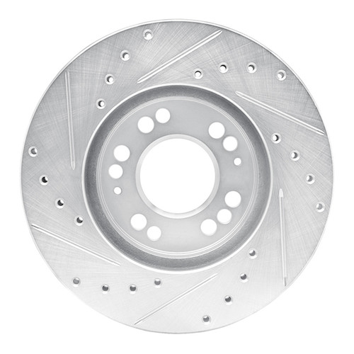 R1 91-04 Dodge STEALTH Front Right Drilled & Slotted Silver Brake Rotor
