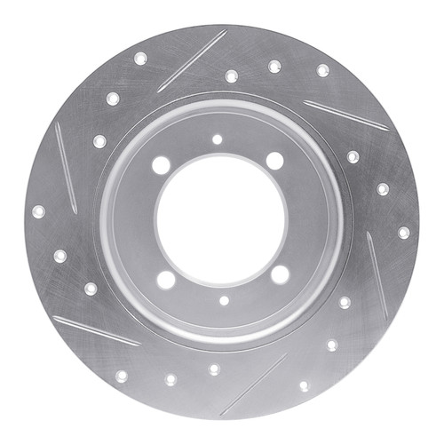 R1 88-93 Dodge COLT Rear Right Drilled & Slotted Silver Brake Rotor