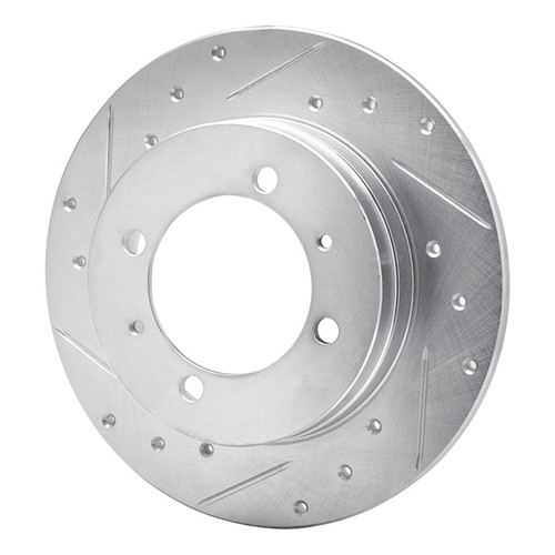 R1 88-93 Dodge COLT Rear Left Drilled & Slotted Silver Brake Rotor