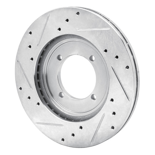 R1 84-90 Dodge COLT Front Right Drilled & Slotted Silver Brake Rotor