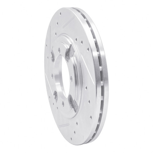 R1 84-90 Dodge COLT Front Left Drilled & Slotted Silver Brake Rotor