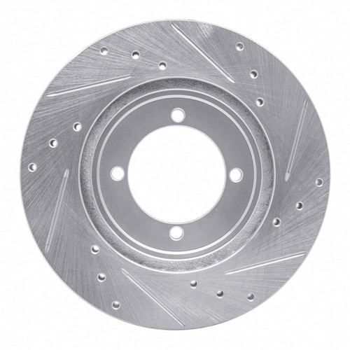 R1 84-90 Dodge COLT Front Left Drilled & Slotted Silver Brake Rotor