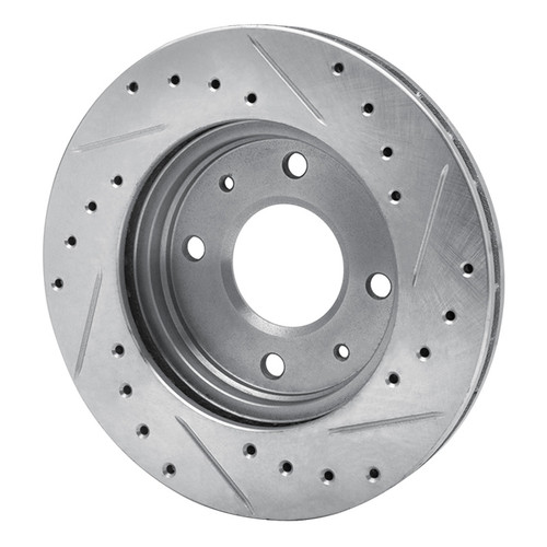 R1 85-91 Dodge COLT Front Left Drilled & Slotted Silver Brake Rotor