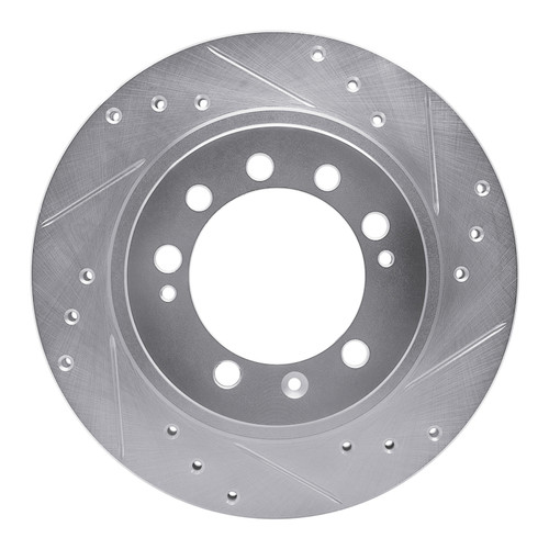 R1 83-89 Chrysler CONQuest Rear Right Drilled & Slotted Silver Brake Rotor