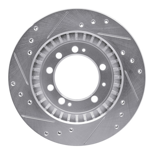 R1 83-89 Chrysler CONQuest Rear Right Drilled & Slotted Silver Brake Rotor