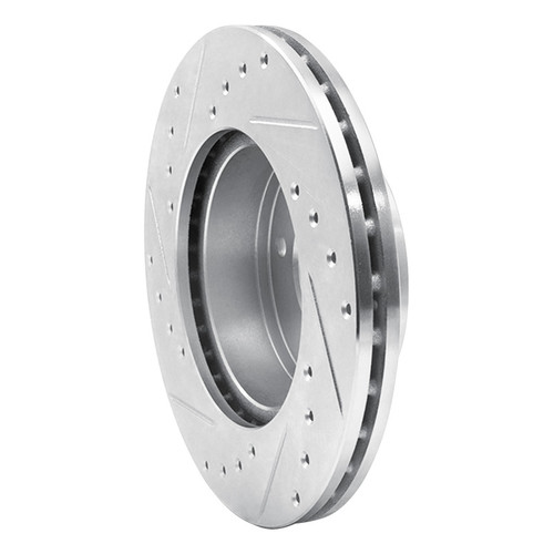 R1 83-89 Chrysler CONQuest Front Right Drilled & Slotted Silver Brake Rotor