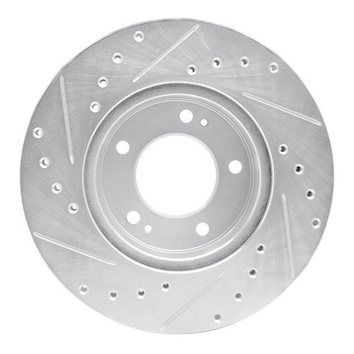 R1 83-89 Chrysler CONQuest Front Right Drilled & Slotted Silver Brake Rotor