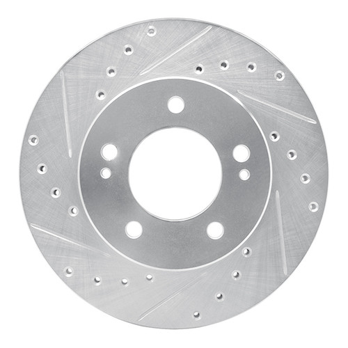 R1 83-89 Chrysler CONQuest Front Left Drilled & Slotted Silver Brake Rotor