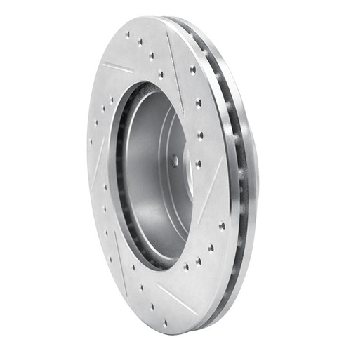 R1 83-89 Chrysler CONQuest Front Left Drilled & Slotted Silver Brake Rotor