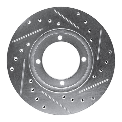R1 83-91 Dodge COLT Front Left Drilled & Slotted Silver Brake Rotor