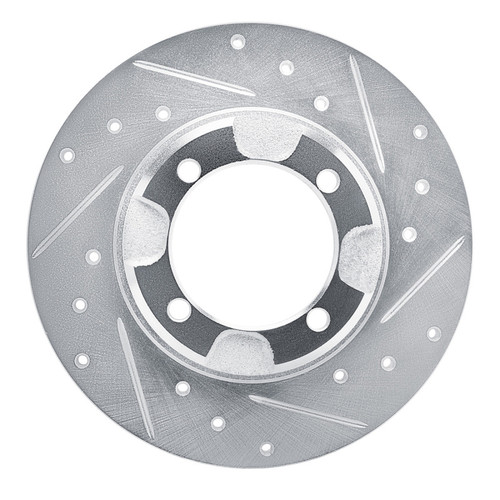 R1 85-91 Dodge COLT Front Right Drilled & Slotted Silver Brake Rotor