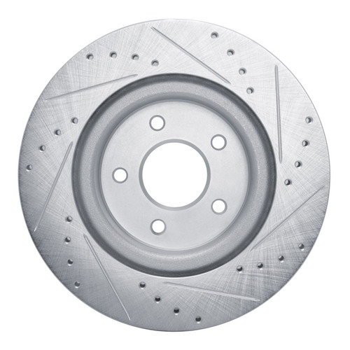 R1 19-24 Infiniti QX50 Rear Left Drilled & Slotted Silver Brake Rotor