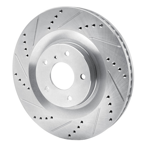 R1 19-24 Infiniti QX55 Front Left Drilled & Slotted Silver Brake Rotor