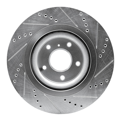 R1 19-24 Infiniti QX55 Front Left Drilled & Slotted Silver Brake Rotor