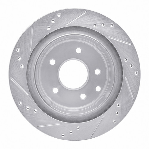 R1 02-06 Infiniti M45 Rear Right Drilled & Slotted Silver Brake Rotor