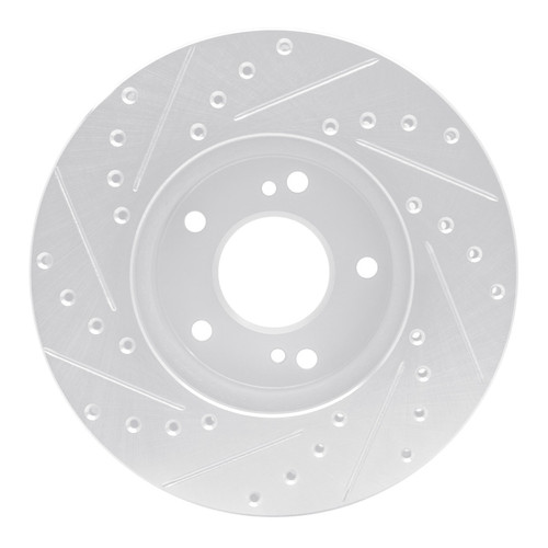 R1 90-97 Infiniti Q45 Front Right Drilled & Slotted Silver Brake Rotor