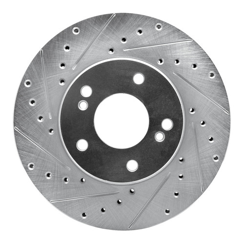R1 90-97 Infiniti Q45 Front Left Drilled & Slotted Silver Brake Rotor