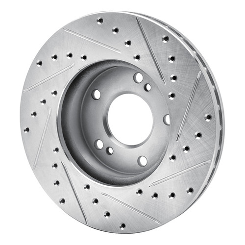 R1 90-97 Infiniti Q45 Front Left Drilled & Slotted Silver Brake Rotor