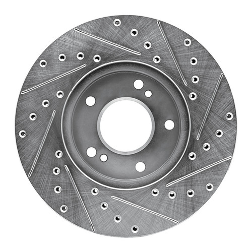 R1 90-97 Infiniti Q45 Front Left Drilled & Slotted Silver Brake Rotor