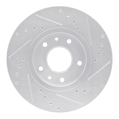 R1 20-25 Nissan Kicks Front Left Drilled & Slotted Silver Brake Rotor