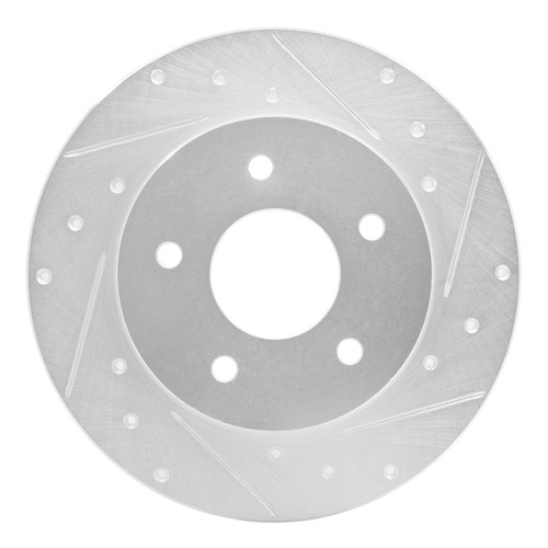 R1 19-25 Nissan Kicks Rear Right Drilled & Slotted Silver Brake Rotor