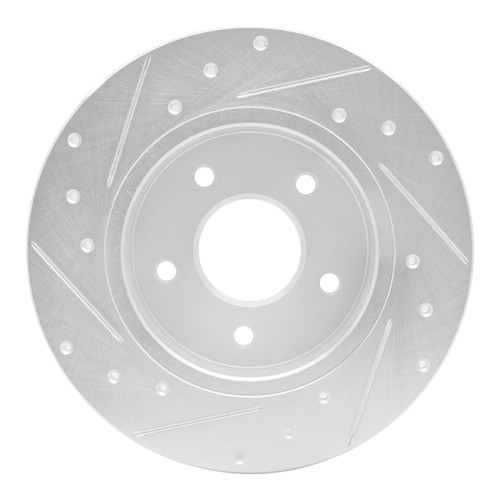 R1 19-25 Nissan Kicks Rear Right Drilled & Slotted Silver Brake Rotor