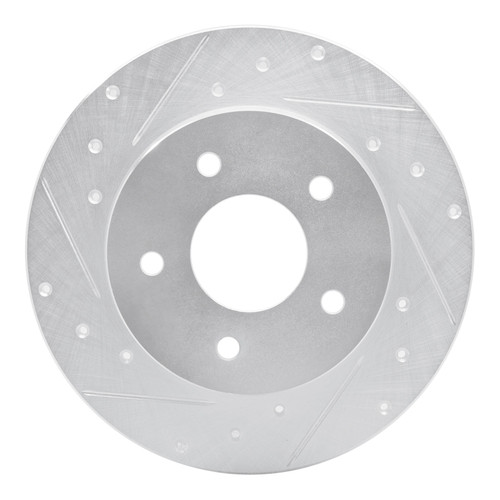 R1 19-25 Nissan Kicks Rear Left Drilled & Slotted Silver Brake Rotor