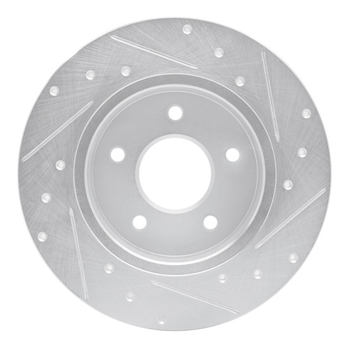 R1 19-25 Nissan Kicks Rear Left Drilled & Slotted Silver Brake Rotor