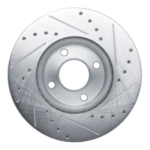 R1 17-25 Nissan Versa Front Left Drilled & Slotted Silver Brake Rotor