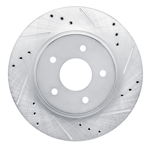 R1 17-25 Nissan Qashqai (Canada) Rear Right Drilled & Slotted Silver Brake Rotor
