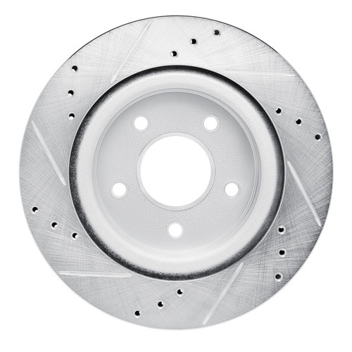 R1 17-25 Nissan Qashqai (Canada) Rear Right Drilled & Slotted Silver Brake Rotor