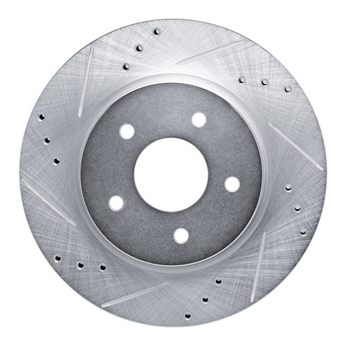 R1 17-25 Nissan Rogue Rear Left Drilled & Slotted Silver Brake Rotor