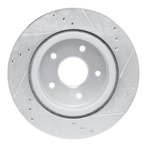 R1 17-25 Nissan Rogue Rear Left Drilled & Slotted Silver Brake Rotor