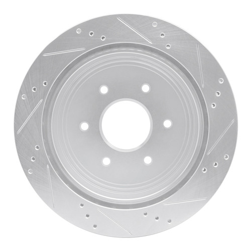 R1 17-24 Nissan Titan Rear Left Drilled & Slotted Silver Brake Rotor
