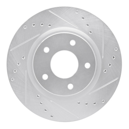 R1 14-23 Nissan Rogue Front Right Drilled & Slotted Silver Brake Rotor