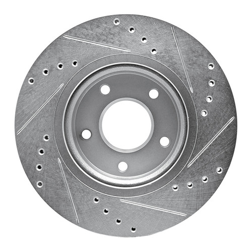 R1 14-23 Nissan Leaf Front Left Drilled & Slotted Silver Brake Rotor