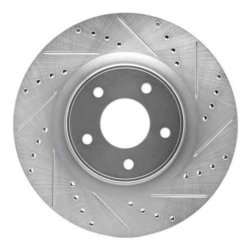 R1 13-25 Infiniti JX35 Front Right Drilled & Slotted Silver Brake Rotor