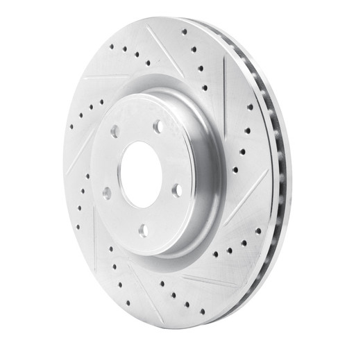 R1 13-25 Infiniti JX35 Front Right Drilled & Slotted Silver Brake Rotor