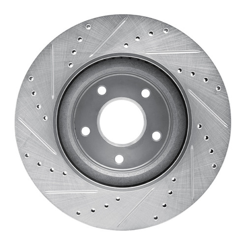 R1 13-25 Infiniti JX35 Front Right Drilled & Slotted Silver Brake Rotor