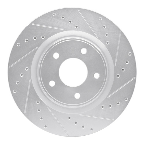 R1 14-19 Nissan Rogue Front Right Drilled & Slotted Silver Brake Rotor