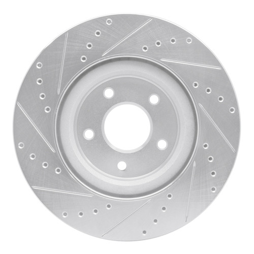 R1 14-19 Nissan Rogue Front Right Drilled & Slotted Silver Brake Rotor