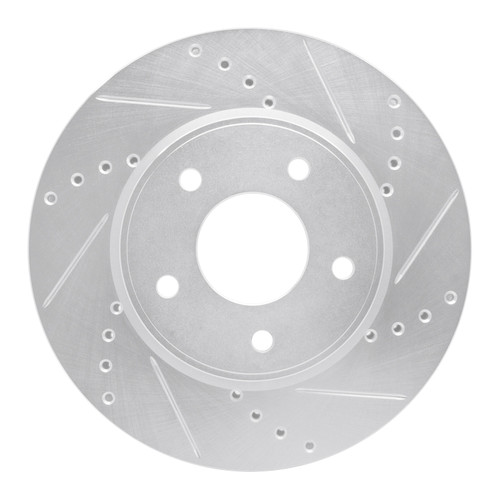 R1 11-25 Chevrolet City Express Front Right Drilled & Slotted Silver Brake Rotor