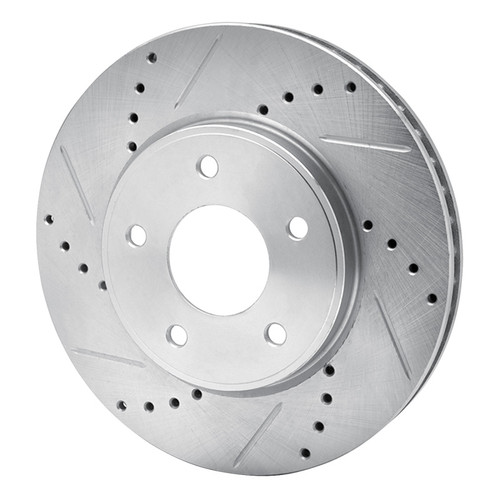 R1 11-25 Chevrolet City Express Front Left Drilled & Slotted Silver Brake Rotor