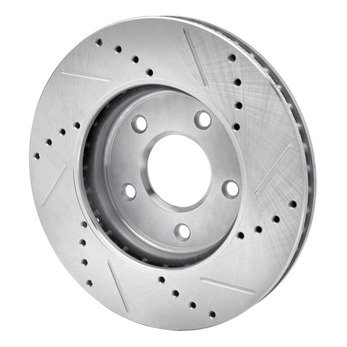 R1 11-25 Chevrolet City Express Front Left Drilled & Slotted Silver Brake Rotor