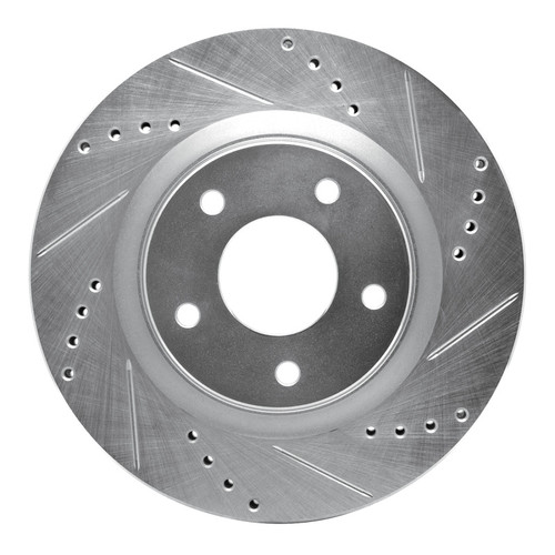 R1 11-19 Nissan Juke Front Right Drilled & Slotted Silver Brake Rotor