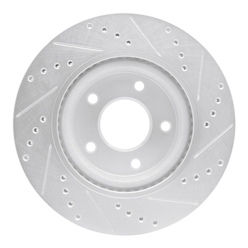 R1 11-19 Nissan SENTRA Front Left Drilled & Slotted Silver Brake Rotor