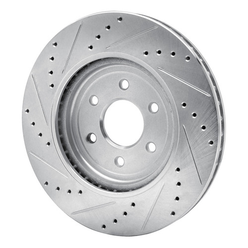 R1 08-11 Nissan Pathfinder Front Right Drilled & Slotted Silver Brake Rotor