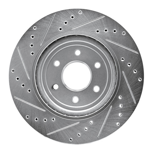 R1 08-11 Nissan Pathfinder Front Right Drilled & Slotted Silver Brake Rotor