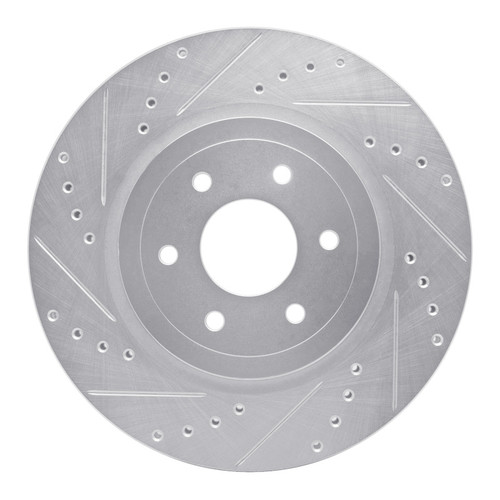 R1 08-11 Nissan Pathfinder Front Left Drilled & Slotted Silver Brake Rotor