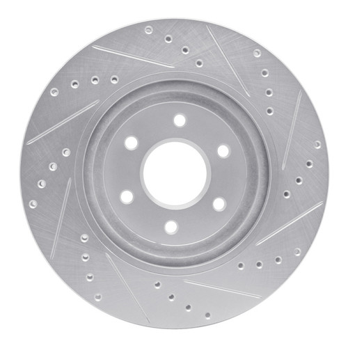 R1 08-11 Nissan Pathfinder Front Left Drilled & Slotted Silver Brake Rotor